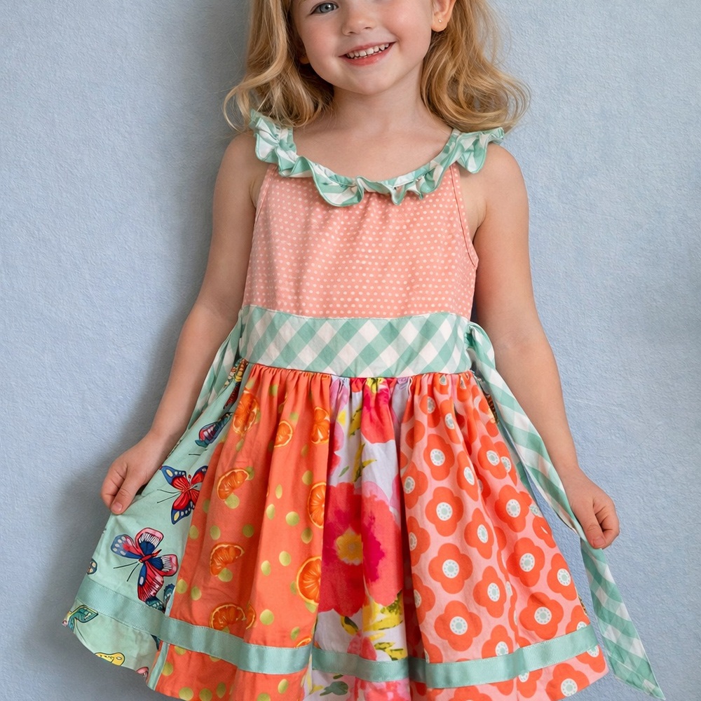 Matilda Jane Coral and Mint Patchwork Floral Dress